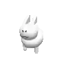 a 3d rendering of a white rabbit with a sad face .