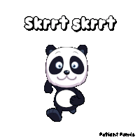 a picture of a panda bear with the words skrrt skrrt behind it
