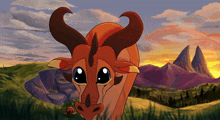 a cartoon drawing of a dragon with a snail on its nose
