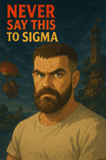 a poster of a man with a beard and the words never say this to sigma