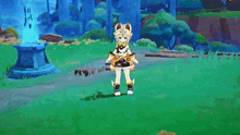 a person in a video game is carrying a giant ice cream sandwich on their back .