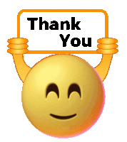 a smiley face is holding a thank you sign
