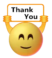 a smiley face is holding a thank you sign