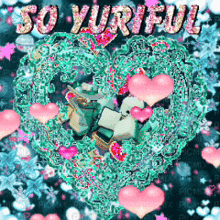 a christmas greeting card with a heart and the words so yuriful