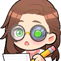 a cartoon of a girl with glasses and a pencil