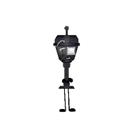 a pixel art drawing of a robot with a broken face and arms and legs on a white background .