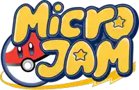 a logo that says micro jam with a red ball in the middle