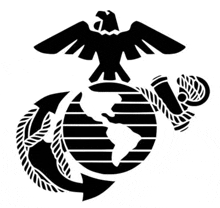 a black and white silhouette of a marine corps logo with an eagle , anchor , and globe .