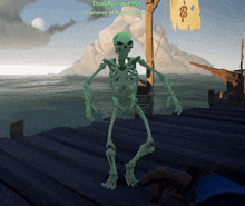 a green skeleton in a video game with the name dank burrito1959