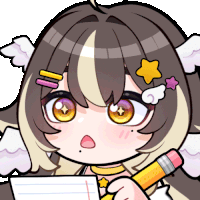 a cartoon drawing of a girl with wings holding a pencil