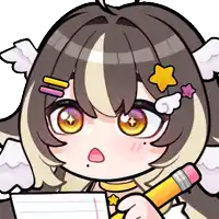 a cartoon drawing of a girl with wings holding a pencil
