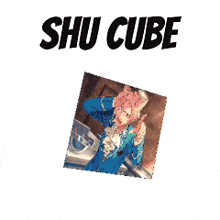 a picture of shu cube with a picture of a person