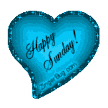 happy sunday heart sparkle glitter blue heart