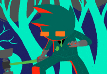a cartoon character in a suit and tie is holding a hammer