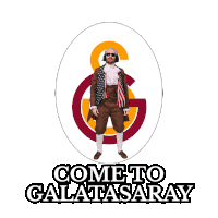 a man is jumping in the air in front of a galatasaray logo