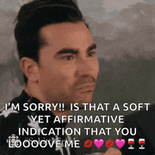 a man is saying i 'm sorry is that a soft yet affirmative indication that you love me
