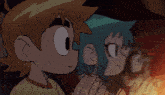 a close up of a cartoon character 's face with big eyes
