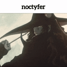 a picture of a man wearing a hat with the word noctyfer above it