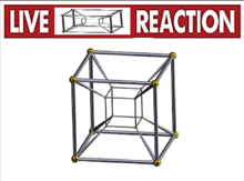 a cube with a red sign that says live reaction on it