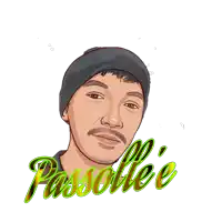a cartoon of a man wearing a beanie and the word passolle ' e