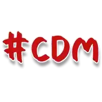 a red #cdm logo on a white background