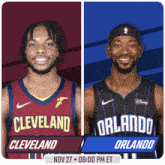 two basketball players from cleveland and orlando are on a poster