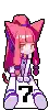 a pixel art of a girl with pink hair and a purple tail .