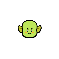 a cartoon drawing of a green monster with a tear coming out of its eye .