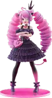 a statue of a girl with pink hair and a heart on her chest