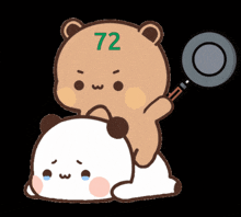 a cartoon of a bear with the number 72 on its head