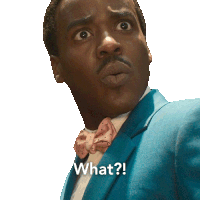 a man in a blue suit and bow tie is asking what