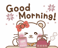 cute coffee coffee cup good morning images bear