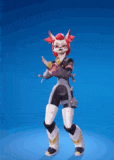 a cartoon character is holding a knife in her hand