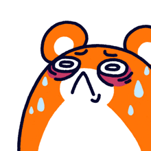 a cartoon drawing of a hamster with sweat coming out of its eyes