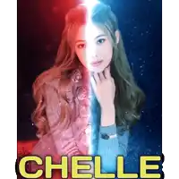 a picture of a woman with the name chelle written on it