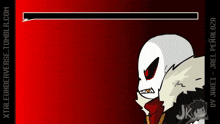 a cartoon of a skeleton with a red background and the words xtaleunderverse.tumblr.com at the top