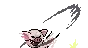 a pixel art drawing of a pig holding a sword .