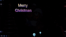 a merry christmas greeting card with a boy and girl