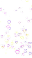 a white background with purple and yellow hearts on it