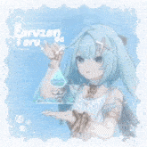 a picture of a girl with the words " earuzetaru " on the top