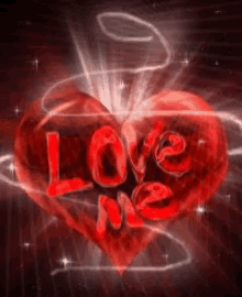 a red heart with the word love written on it