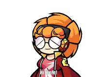 a cartoon character says hi there while wearing glasses
