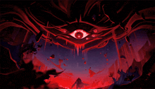 a painting of a monster with a red eye in the middle