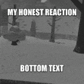 a black and white image with the words my honest reaction and bottom text