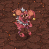 a cartoon character is standing on a rocky floor
