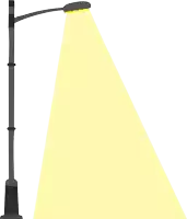 a street light with a yellow light coming from it