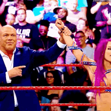 Sasha Banks Kurt Angle GIF - Sasha Banks Kurt Angle Raise Hand GIFs
