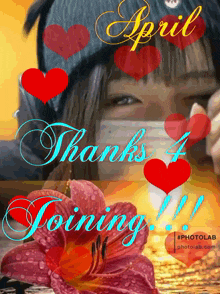 a picture of a woman with the words thanks 4 joining