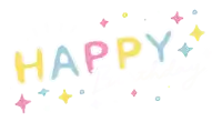 a white background with the words happy birthday surrounded by stars