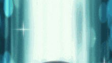 a person is standing in front of a blue wall with a white light coming out of it .